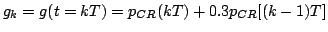 $\displaystyle g_k = g(t = kT) = p_{CR}(kT) + 0.3 p_{CR}[(k-1)T]
$